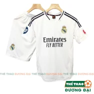 Quần Áo Bóng Đá, Đồ Đá Banh Real Trắng Đen 2024 2025 Thun Mè Cao Cấp Thoáng Khí Thể Thao Đương Đại