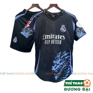 Quần Áo Bóng Đá Real Đen Tím Rồng Thun Mè Cao Cấp Thoáng Khí Thể Thao Đương Đại