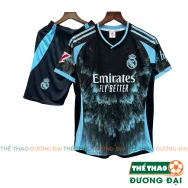 Quần Áo Bóng Đá Real Đen Xanh Galaxy 2025 Thun Mè Cao Cấp Thoáng Khí Thể Thao Đương Đại