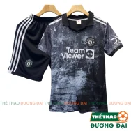 Quần Áo Bóng Đá, Đồ Đá Banh MU Đen Cổ Bẻ 2024 Thun Lạnh Cao Cấp Thể Thao Đương Đại