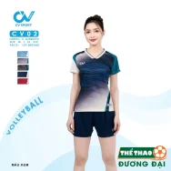 Quần Áo Bóng Chuyền NỮ CV C02 Kem Thun Mè C-Airmaxx Thoáng Khí Thể Thao Đương Đại