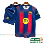 Quần Áo Bóng Đá Barcelona Xanh Đỏ 2025 2026 Thun Mè S-COMF Thoáng Khí Thể Thao Đương Đại