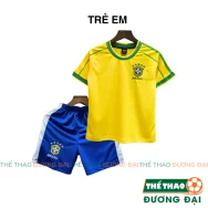 Quần Áo Bóng Đá Trẻ Em ĐT Brasil Vàng Thun Mè Thoáng Khí Đồ Cho Bé Thể Thao Đương Đại