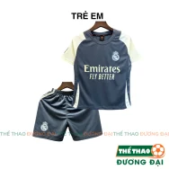 Quần Áo Bóng Đá Trẻ Em Real Xám Thun Mè Thoáng Khí Đồ Đá Banh Cho Bé Thể Thao Đương Đại