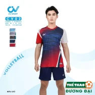Quần Áo Bóng Chuyền NAM CV C02 Đỏ Thun Mè C-Airmaxx Thoáng Khí Thể Thao Đương Đại