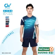 Quần Áo Bóng Chuyền NAM CV C02 Xanh Đen Thun Mè C-Airmaxx Thoáng Khí Thể Thao Đương Đại