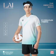 Quần Áo Bóng Chuyền Nam Có Túi Riki LAI Trắng Thun Mè R-Cool Thoáng Khí Thể Thao Đương Đại