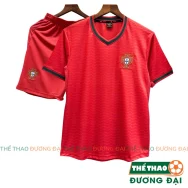 Quần Áo Bóng Đá ĐT Bồ Đào Nha Đỏ WC26 Thun Mè S-COMF Thoáng Khí Thể Thao Đương Đại